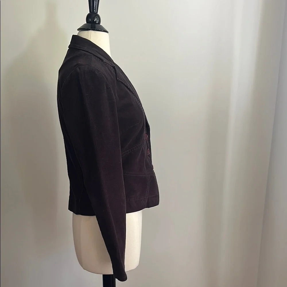 💜🤎 Willi Smith Brown/Purple Corduroy Tailored Blazer with Notched Lapels 8 - Picture 8 of 9